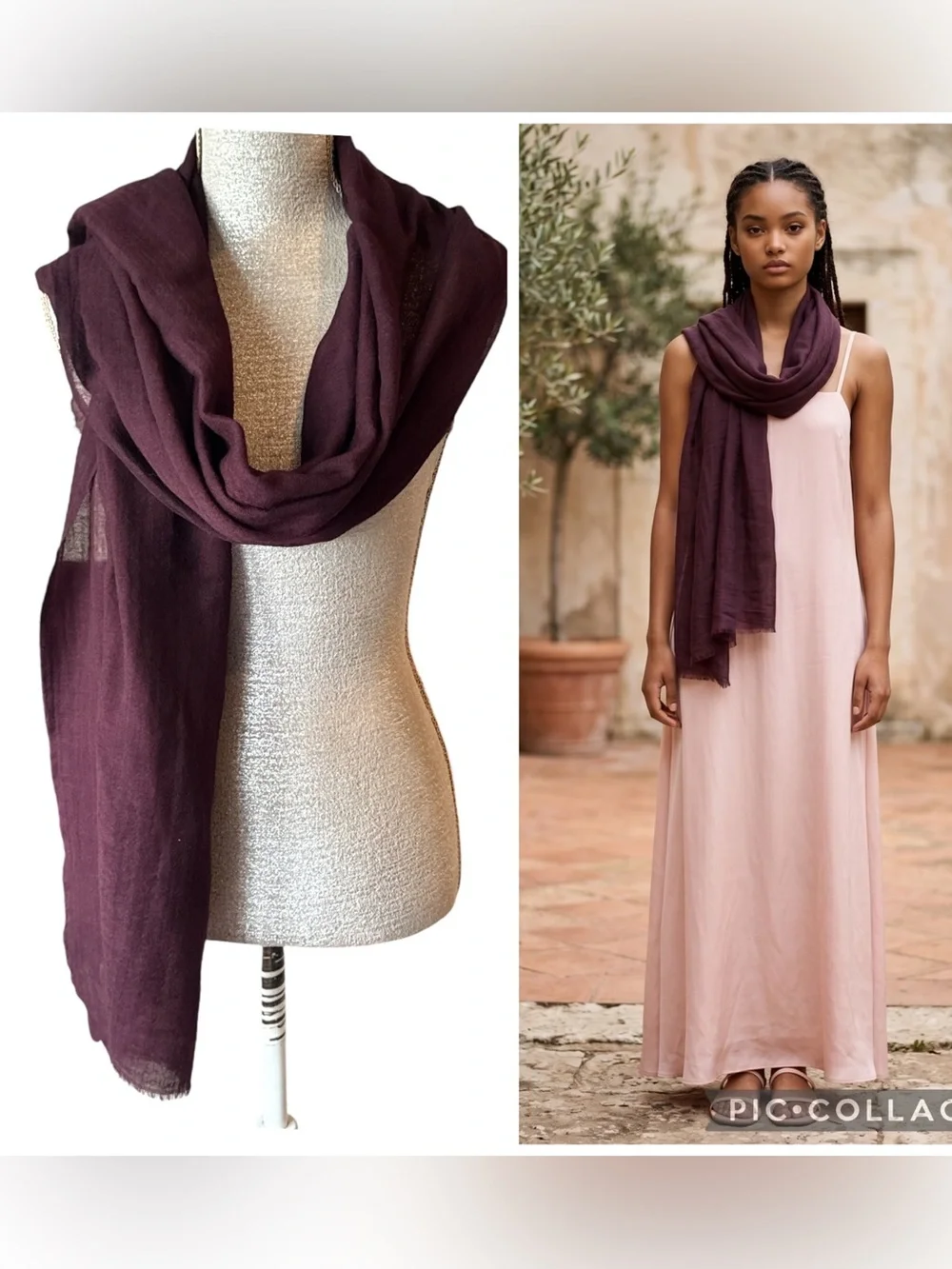Anthropologie BHLDN Rue Wool Silk Scarf Wrap NWOT Amethyst OS